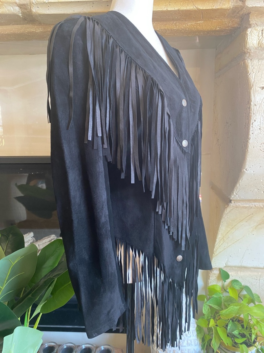 Reformation Fringe Suede Leather Jacket Black Western Boho Women’s S - Picture 7 of 13